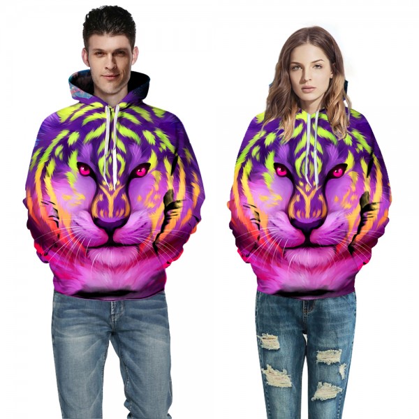 Purple Tiger 3D Hoodies Sweatshirt Pullover