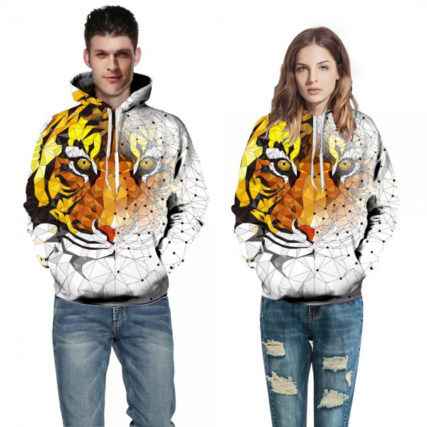 Fantastic Tiger Face Animal 3D Unisex Pull Over Hoodie