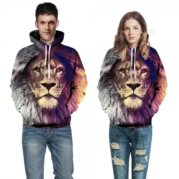 Lion Face Animal Design 3D Print Hooded Sweatshirt