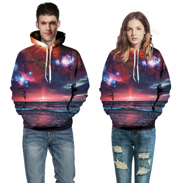 Sea Galaxy Design 3D Print Hooded Sweatshirt