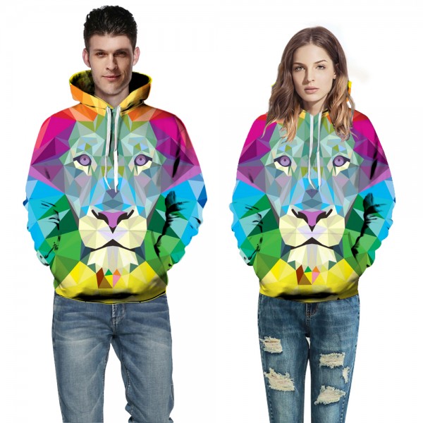 Animal Lion Face 3D Print Hooded Sweatshirt