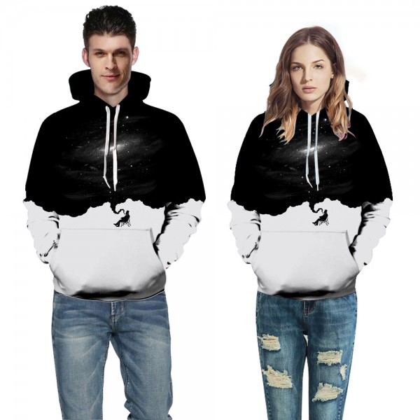 Black & White Galaxy 3D Hooded Sweatshirt
