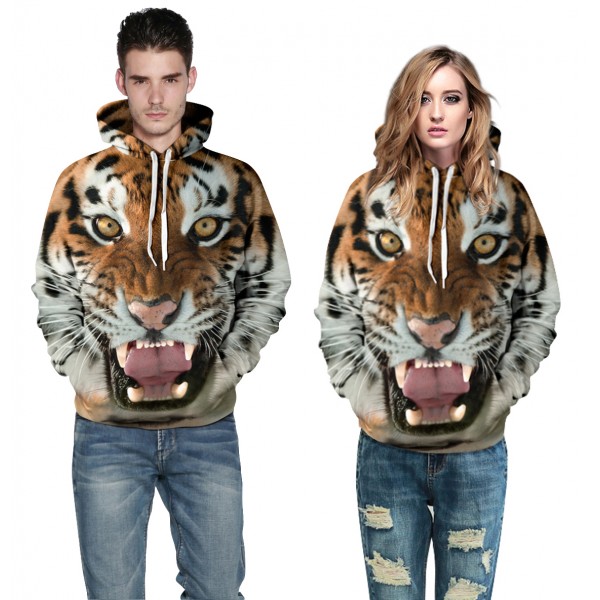 Tiger Face 3D Hoodie Pullover Sweatshirt