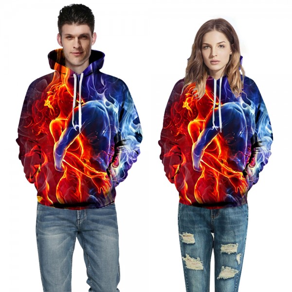 Ice And Fire 3D Print Hooded Sweatshirt