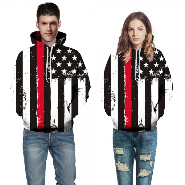 American Flag 3D Design Hooded Pullover