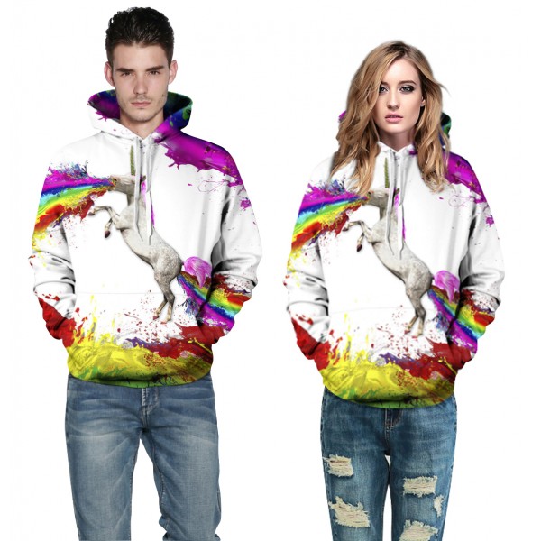 Rainbow Unicorn 3D Design Hooded Sweatshirt