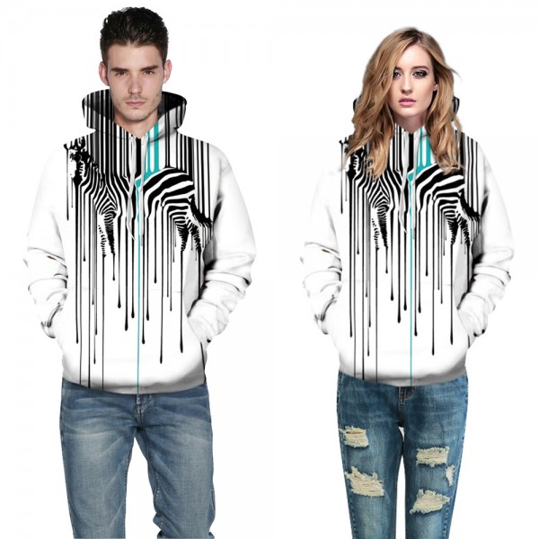 3D Zebra Hoodie Long Sleeve Sweatshirt