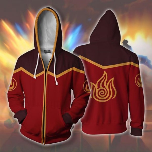 Avatar The Last Airbender Fire Nation Cosplay 3D Print Zip Up Hooded Jacket