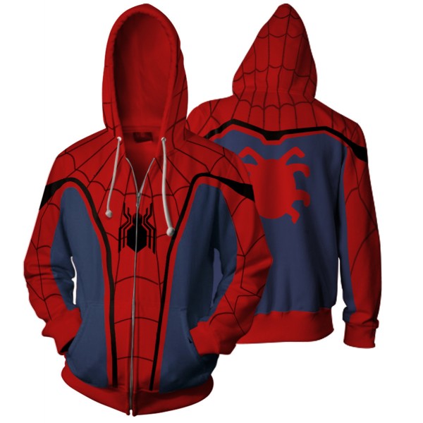 Classic Spiderman Zip Up Hoodie Jacket For Men