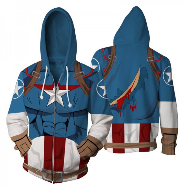 Captain America Hoodie Jacket Zip Up