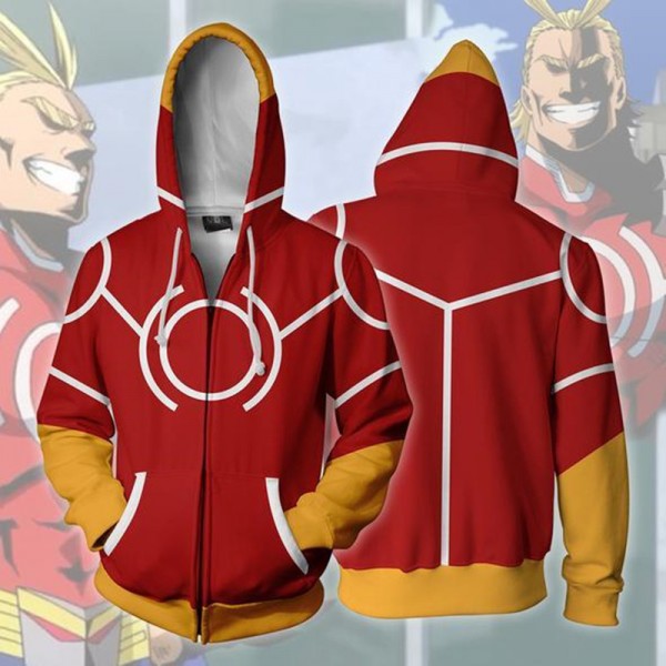 My Hero Academia Hoodies - All Might Silver Age Boku No Hero Academia Zip Up Hoodie Jacket