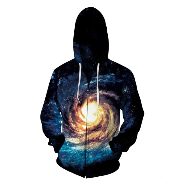 Solar System Galaxy 3D Print Zip Up Hooded Sweatshirt