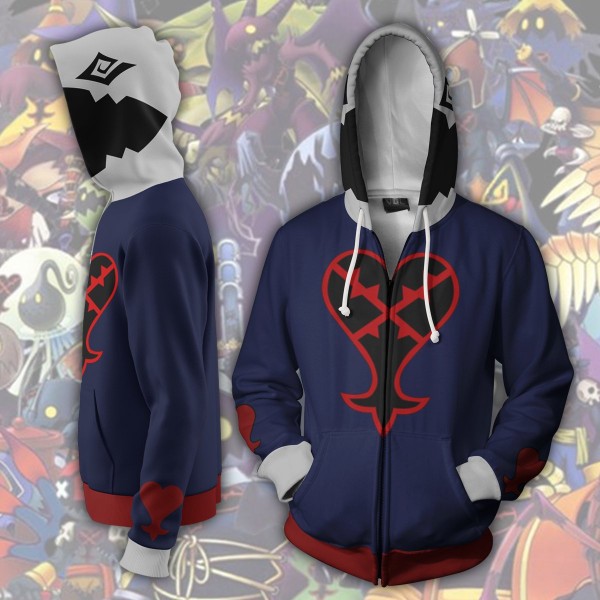 Kingdom Hearts Hoodie - Heartless 3D Zip Up Hoodies Jacket Coat