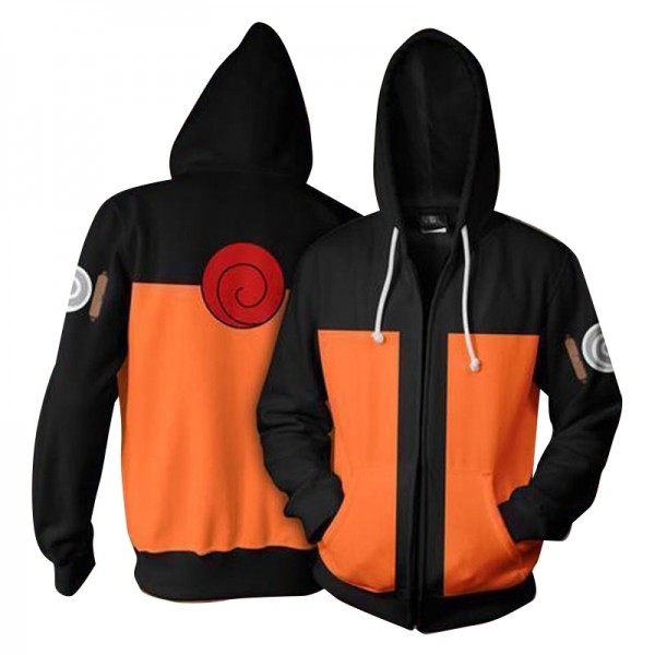 Naruto Hoodie - Naruto Uzumaki Young Ninja 3D Zip Up Hoodies Jacket Coat