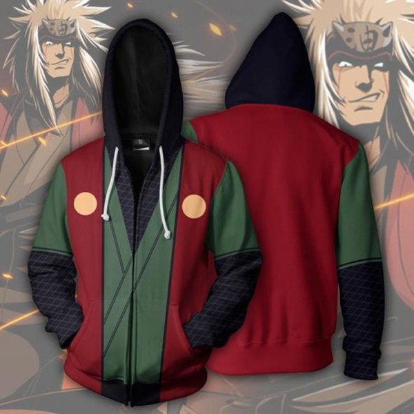 Naruto Hoodie - Shippuden Jiraiya 3D Zip Up Hoodies Jacket Coat