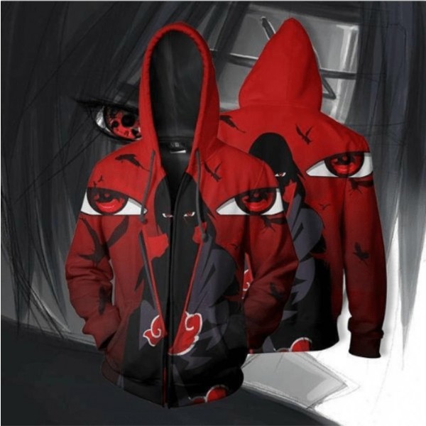Naruto Hoodie - Itachi Uchiha 3D Zip Up Hoodies Jacket Coat