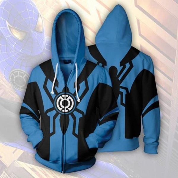 Spiderman Hoodie - Blue Lantern Spider-Man 3D Zip Up Hoodies Jacket Coat