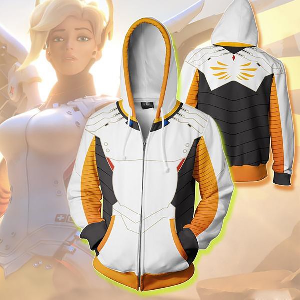 Overwatch Hoodie - Mercy Overwatch 3D Zip Up Hoodies Jacket Coat