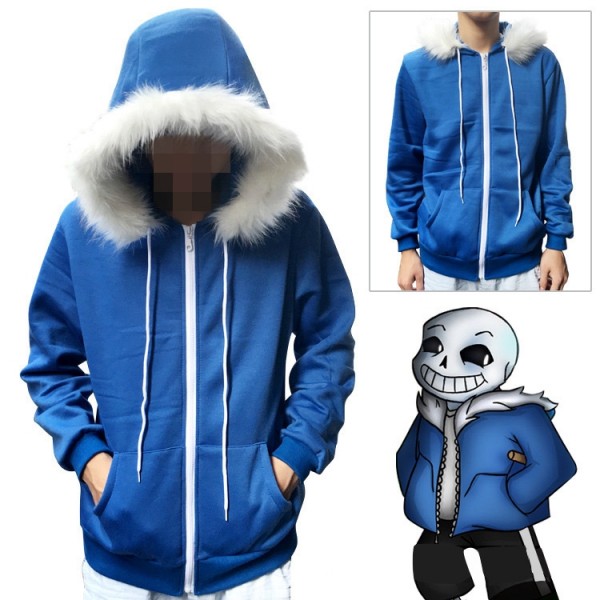 Undertale Sans Hoodie Jacket Cosplay Costume Blue Hooded Winter Coat