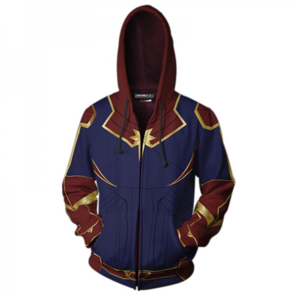 Captain Marvel Hoodie - Carol Danvers Zip Up Hoodies Jacket Coat