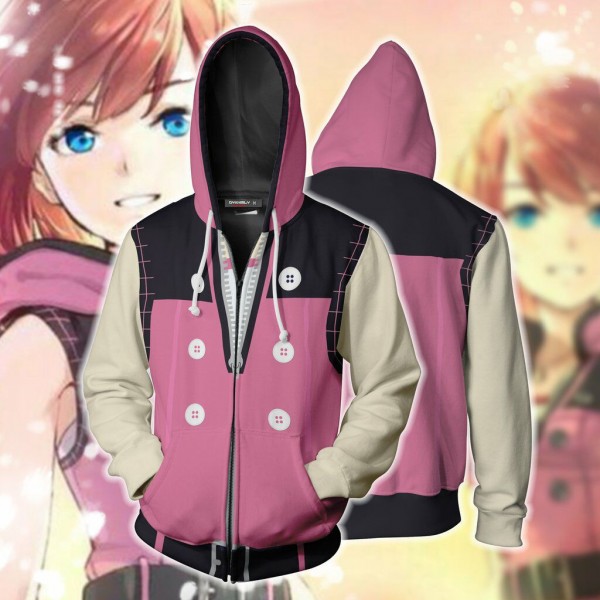 Kingdom Hearts III Hoodie - Kairi Cosplay Zip Up Hoodies Jacket Coat