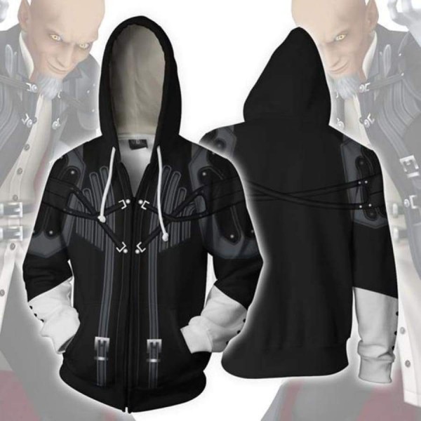 Kingdom Hearts Hoodie - Master Xehanort 3D Zip Up Hoodies Jacket Coat Cosplay Costume