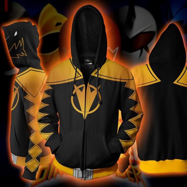 Power Rangers Hoodies - Dino Thunder Black Cosplay Zip Up Hoodie Jacket