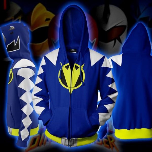 Power Rangers Hoodies - Dino Thunder Blue Cosplay Zip Up Hoodie Jacket