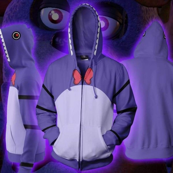 FNAF Hoodies - FNAF Season 1 Bonnie Zip Up Hoodie Jacket Cosplay Costume