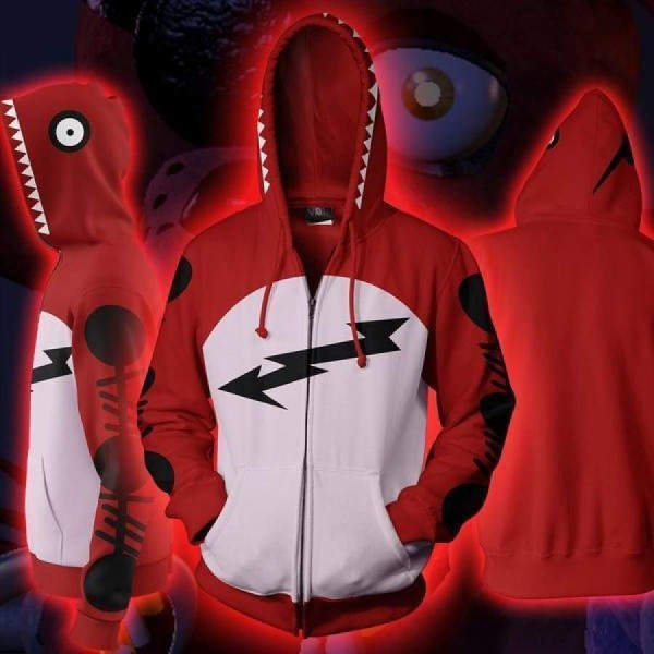 FNAF Hoodies - FNAF Season 1 Foxy Zip Up Hoodie Jacket Cosplay Costume