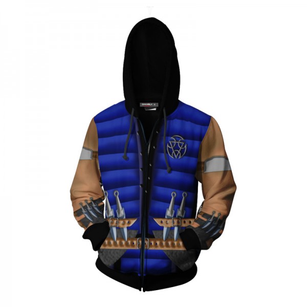 Mortal Kombat Hoodies - Sub-Zero 3D Zip Up Hoodie Jacket Cosplay Costume
