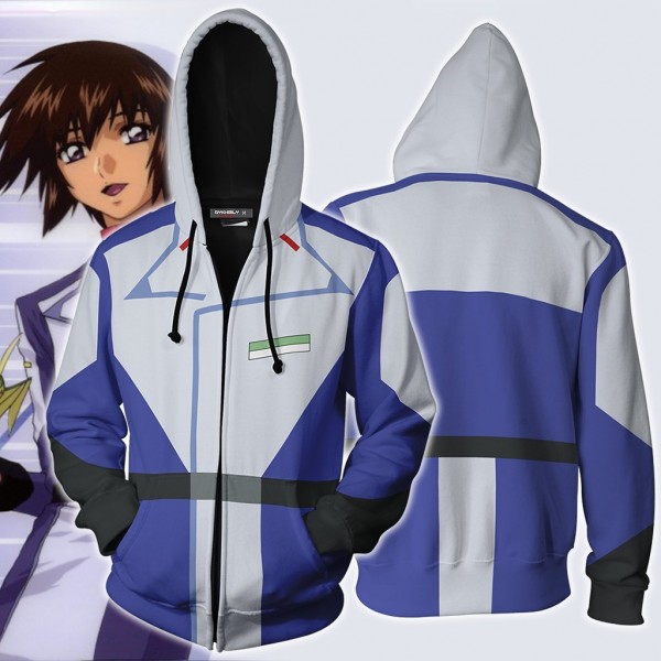 Mobile Suit Gundam Hoodies - Kira Yamato 3D Zip Up Hoodie Jacket Cosplay Costume
