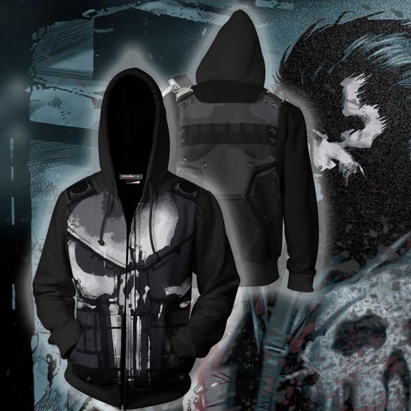 The Punisher (2017) Cosplay 3D Zip Up Hoodie Jacket Costume