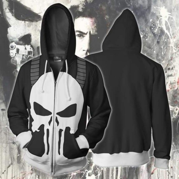 The Punisher Hoodie 3D Zip Up Jacket Cosplay Costume