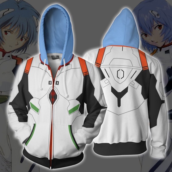 Neon Genesis Evangelion Hoodies - REI Zip Up Hoodie Jacket Cosplay Costume