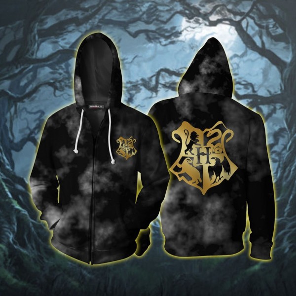 Harry Potter Hoodies - Hogwarts Logo 3D Zip Up Hoodie Jacket Cosplay Costume