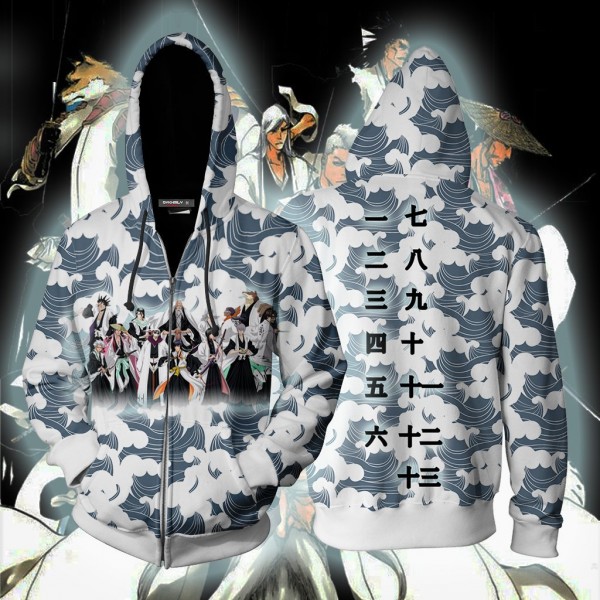 Bleach Hoodies - Bleach 3D Zip Up Hoodie Cosplay Jacket Costume