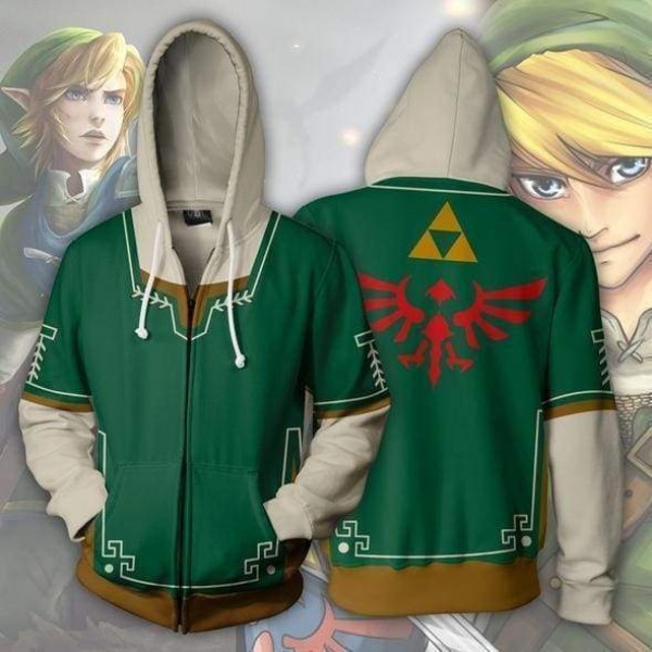 The Legend of Zelda Hoodies - The Legend of Zelda Link Green Zip Up Hoodie Jacket Cosplay
