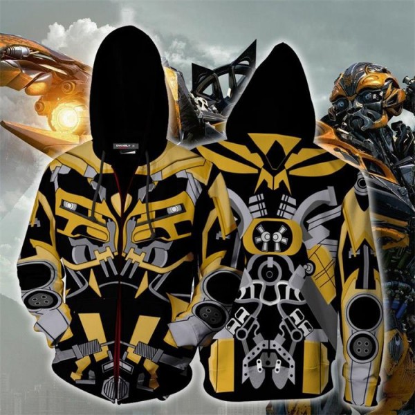 Transformers Bumblebee Hoodie 3D Zip Up Jacket Cosplay