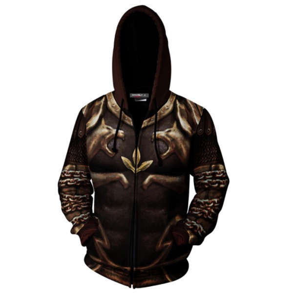 God Of War 2 Kratos Armor Cosplay Zip Up Hoodie Jacket