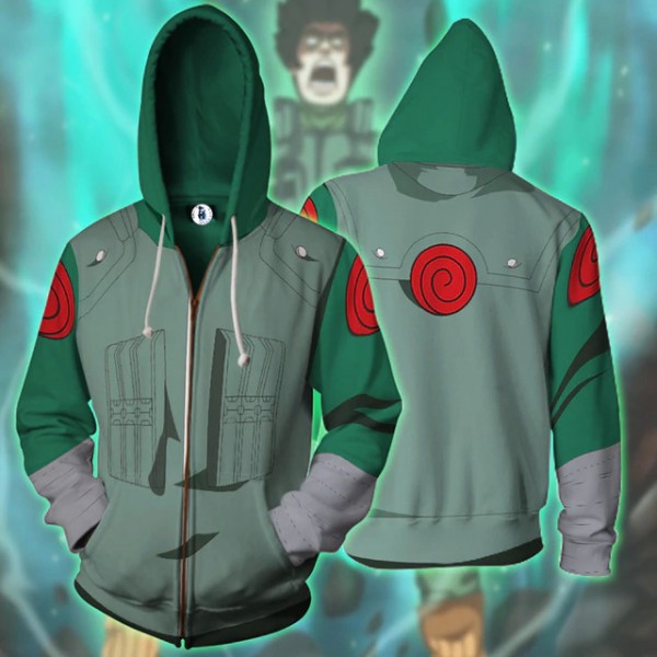 Naruto Hoodies - Rock Lee 3D Zip Up Hoodie Jacket Coat Cosplay