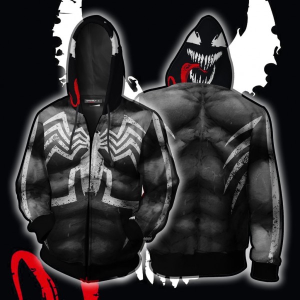 Venom Hoodies - Muscle Venom 3D Zip Up Hoodie Jacket Cosplay