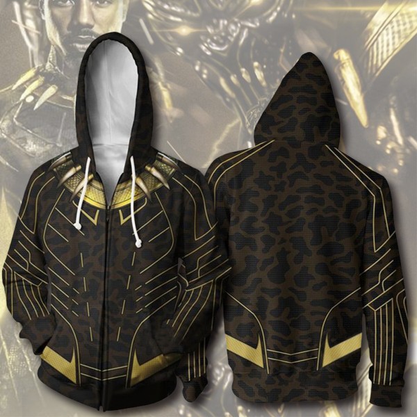 Black Panther Hoodie 3D Zip Up Hoodie Jacket Coat Cosplay
