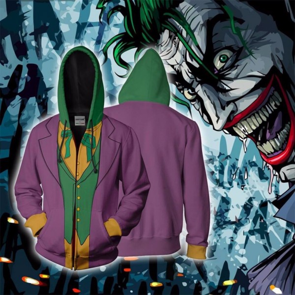 Batman Joker Purple Hoodie Jacket 3D Zip Up Coat Cosplay