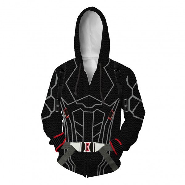 Black Widow Hoodie Jacket 3D Zip Up Coat Cosplay