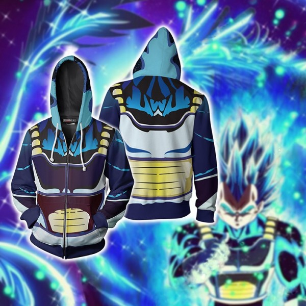 Dragon Ball Z Goku Hoodie Jacket Blue 3D Zip Up Coat
