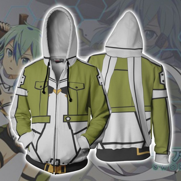 Sword Art Online Hoodie - Sinon 3D Zip Up Hoodies Jacket Coat