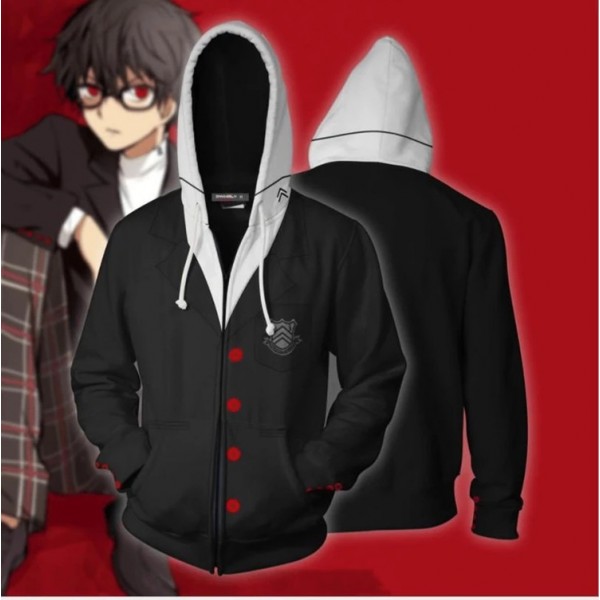 Persona 5 Akira Kurusu Hoodie Jacket 3D Zip Up Coat Cosplay