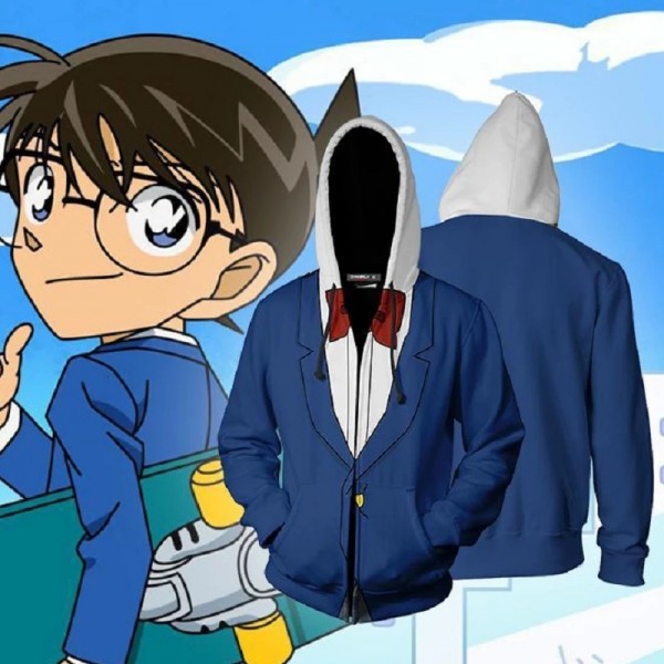 Case Closed Detective Conan Hoodie Jacket 3D Zip Up Coat Cosplay