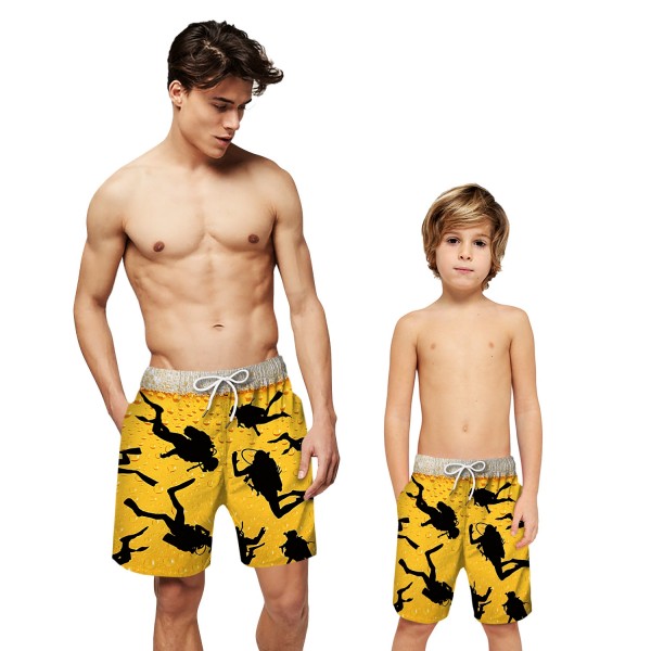 Diving Pattern Swim Trunks Shorts 3D Beach Shorts For Men Boys